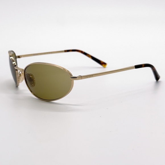 NEW PRADA PRA59S 5AK70G WOMEN SUNGLASSES SPR A59 5AK70G GOLD OVAL PR A59S - Picture 9 of 14